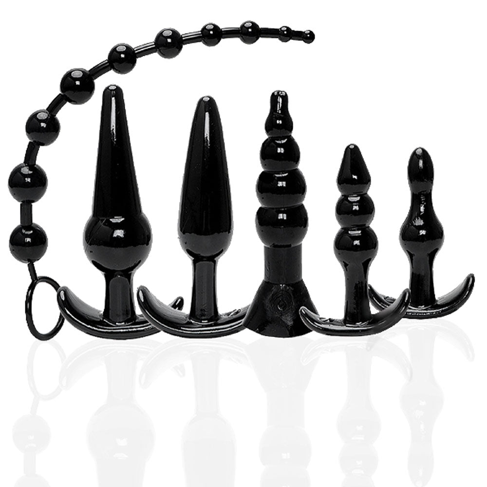 Try-Curious Anal Plug Kit (Black) – Set of 6 Body-Safe Anal Plugs > Anal Range > Butt Plug Kits - Tophatter Daily Deals