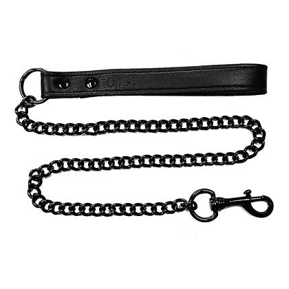 Rouge Black Leather Leash with Metal Chain Trigger Hook > Bondage Gear > Collars & Leashes - Tophatter Daily Deals