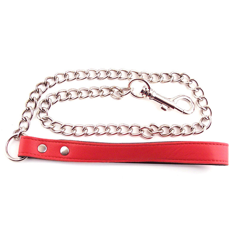Rouge Garments Leather Lead with Metal Chain – Restraints > Bondage Gear > Collars & Leashes - Tophatter Daily Deals