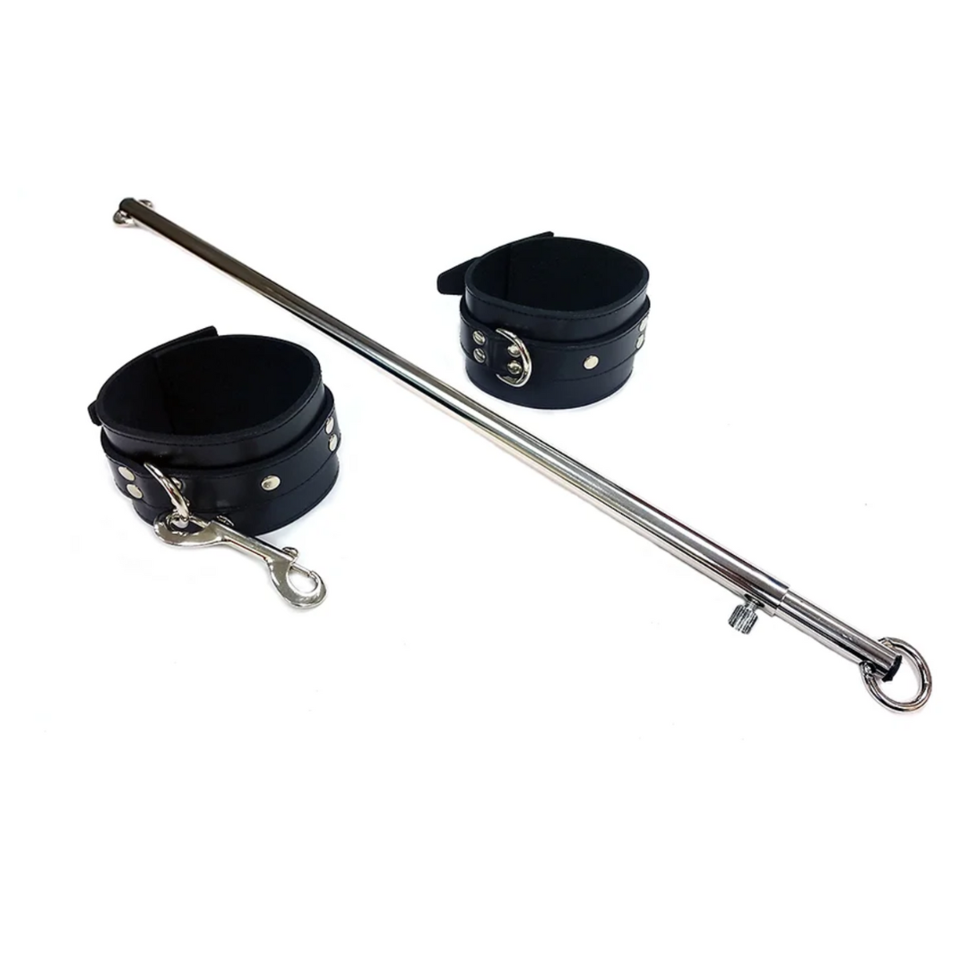 Rouge Adjustable Spreader Bar with Detachable Leather Cuffs – 24 to 38 Inch BDSM Restraint > Bondage Gear > Restraints - Tophatter Daily Deals