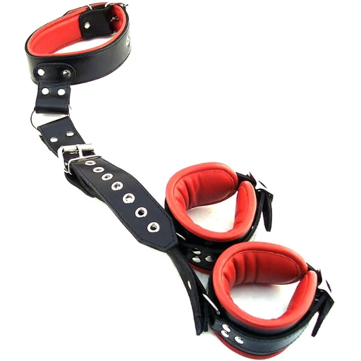 Rouge Leather Neck to Wrist Restraint (Black Red) – Adjustable Bondage Restraint > Bondage Gear > Restraints - Tophatter Daily Deals