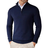 Lightweight Classic Men’s Knit Sweater - Zip Collar, Cotton - Tophatter Daily Deals