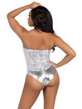 Leg Avenue Sequin Boned Bodysuit (Silver) – Lingerie > Clothes > Bodies and Playsuits - Tophatter Daily Deals