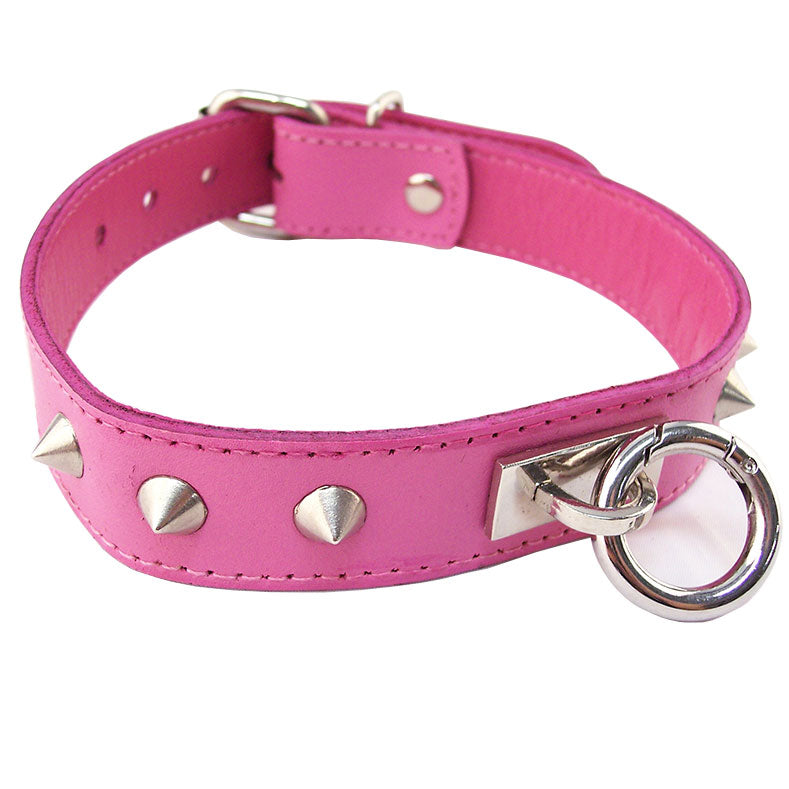 Rouge Garments Studded Collar with Removable O Ring – Adjustable Leather Collar > Bondage Gear > Collars & Leashes - Tophatter Daily Deals