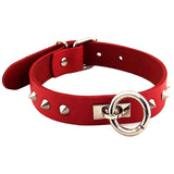 Rouge Garments Red Studded Collar – Adjustable Leather Collar > Bondage Gear > Collars & Leashes - Tophatter Daily Deals