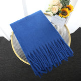 Oversized Women Scarf - Long Fringed Fluffy Wool Winter ROYAL BLUE - Tophatter Daily Deals