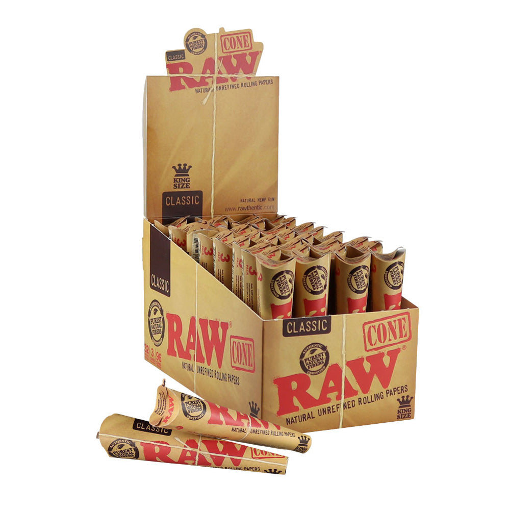 RAW Natural Unrefined Pre-Rolled Cones Kingsize Full Box Pre-Rolled Cones - Tophatter Daily Deals