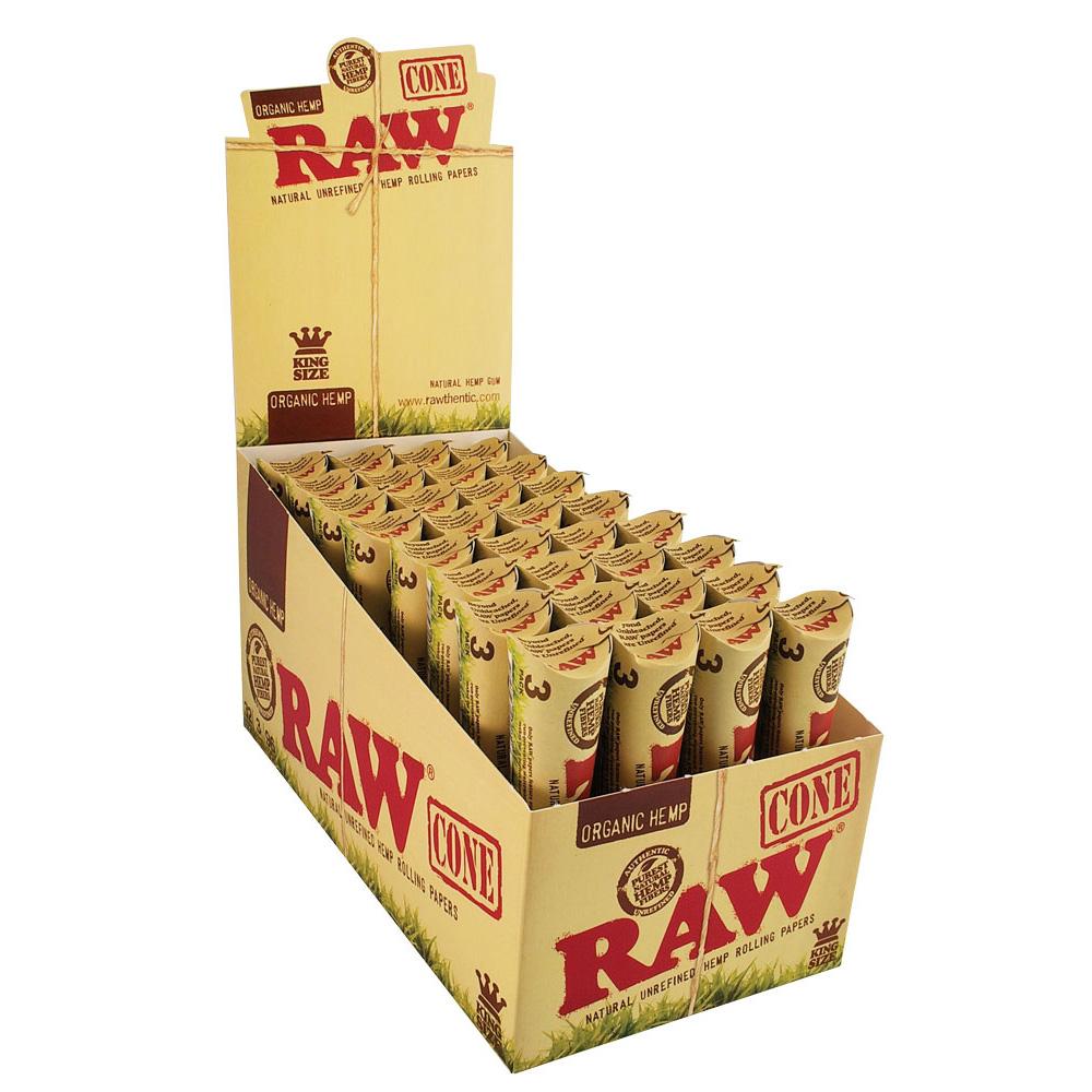 RAW Organic Pre-Rolled Cones 1 Box (32 Packs) Kingsize Pre-Rolled Cones - Tophatter Daily Deals