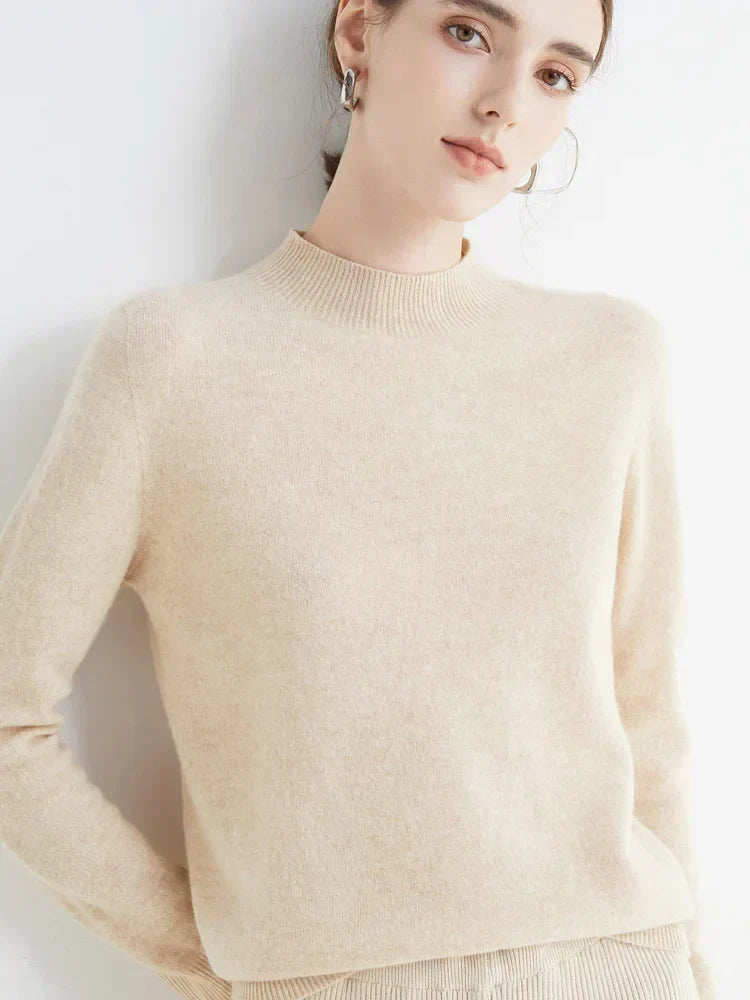 Soft Classic Women’s Pullover - Mock Neck, Wool, Work Beige - Tophatter Daily Deals