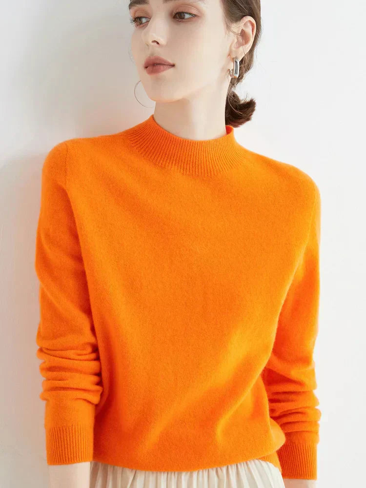 Soft Classic Women’s Pullover - Mock Neck, Wool, Work Orange - Tophatter Daily Deals
