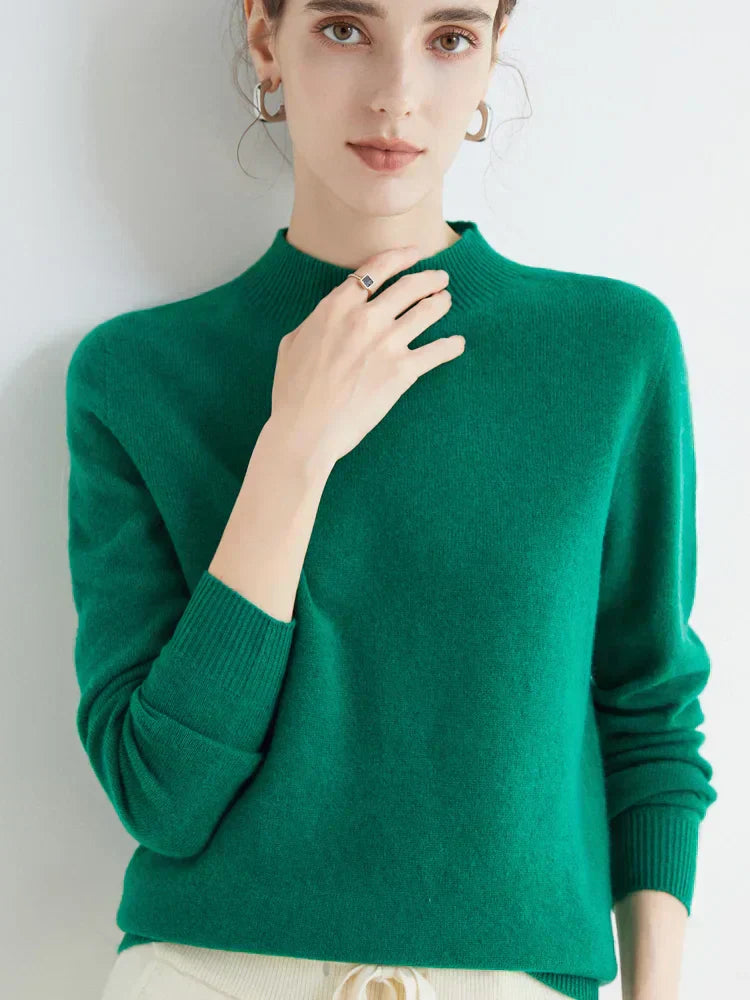 Soft Classic Women’s Pullover - Mock Neck, Wool, Work Dark green - Tophatter Daily Deals
