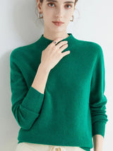 Soft Classic Women’s Pullover - Mock Neck, Wool, Work Dark green - Tophatter Daily Deals