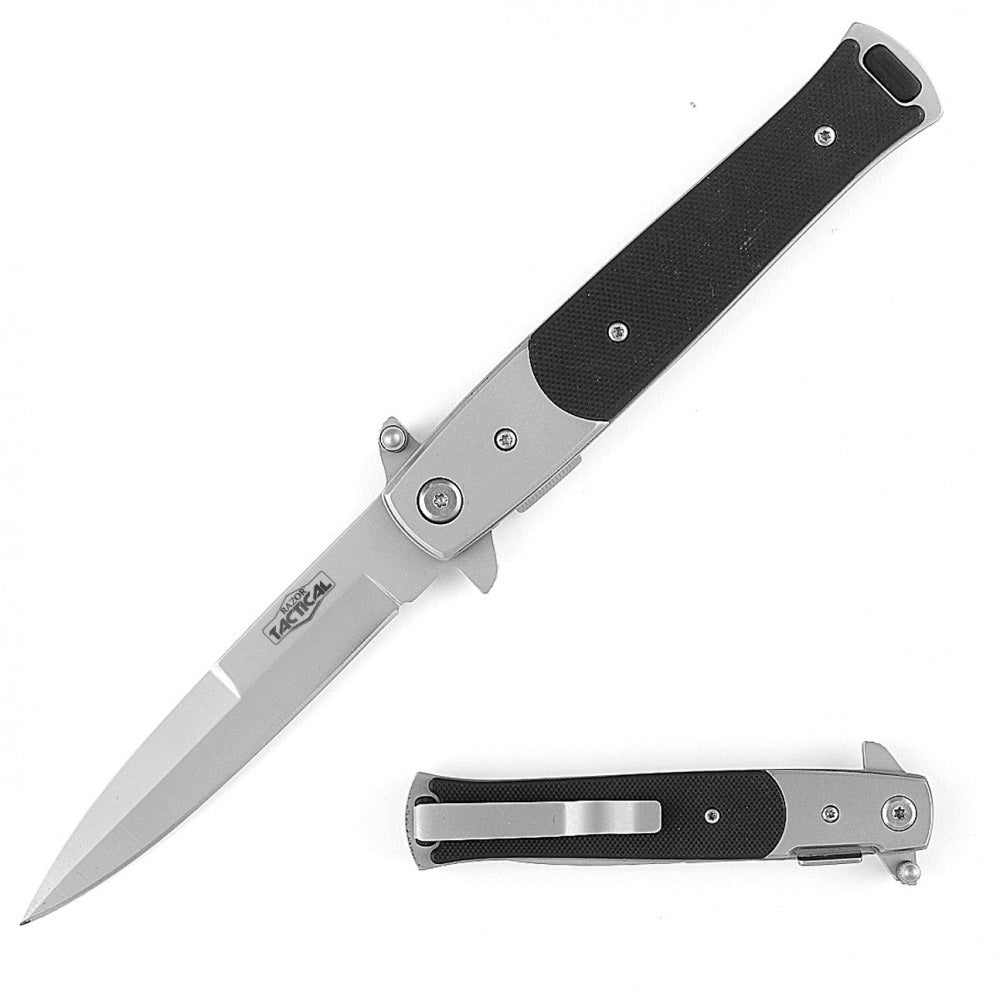 9" Italian Stiletto Tactical Spring Assisted Open Pocket Knife G10 - Tophatter's Guns'N'Weapons Store Collectible Weapons - Tophatter Daily Deals