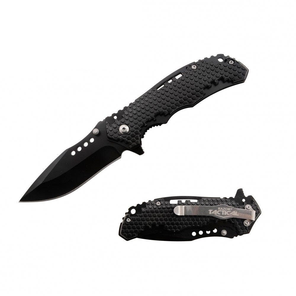 Honey Comb Black Spring Assist Folding Pocket Knife - Tophatter's Guns'N'Weapons Store Collectible Weapons - Tophatter Daily Deals