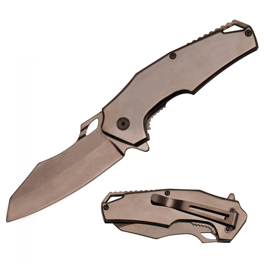 8 Inch Black Executive Spring Assist Folding Pocket Knife Collectible Weapons - Tophatter Daily Deals