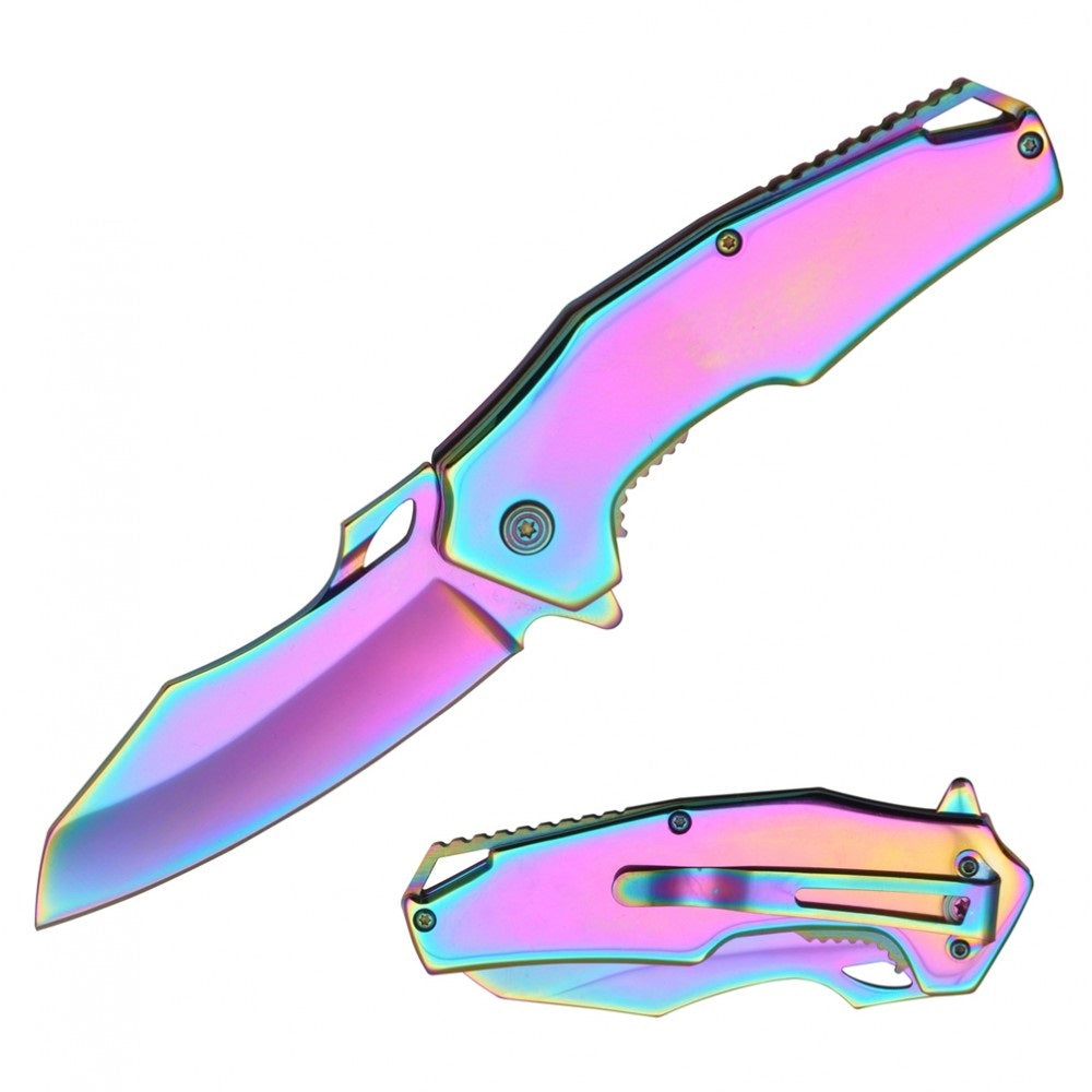 8 Inch Titanium Executive Spring Assist Folding Pocket Knife Collectible Weapons - Tophatter Daily Deals