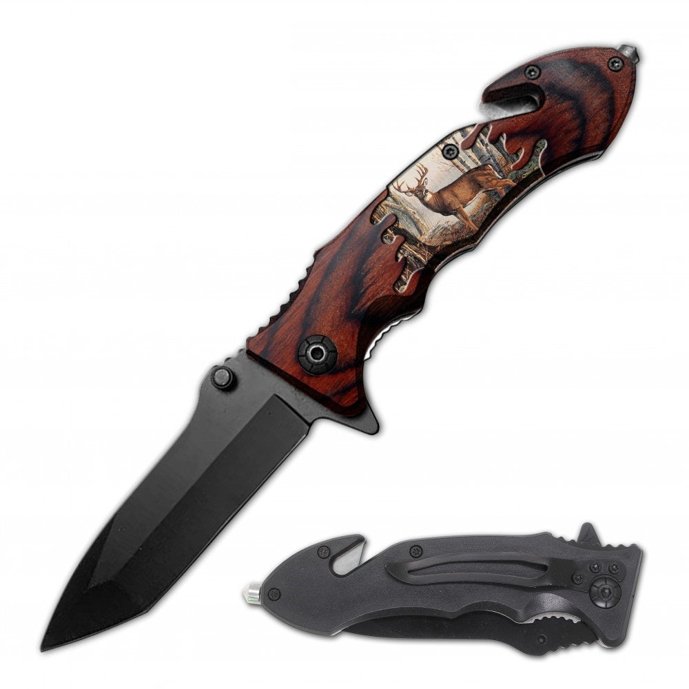 Deer Rescue Folding Spring Assist Open EDC Pocket Knife - TOPHATTER'S ARMORY DEALS Collectible Weapons - Tophatter Daily Deals