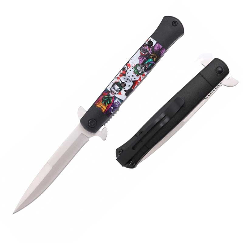 Joker Stiletto Style Spring Assist Opening Pocket Knife - TOPHATTER'S ARMORY DEALS Collectible Weapons - Tophatter Daily Deals
