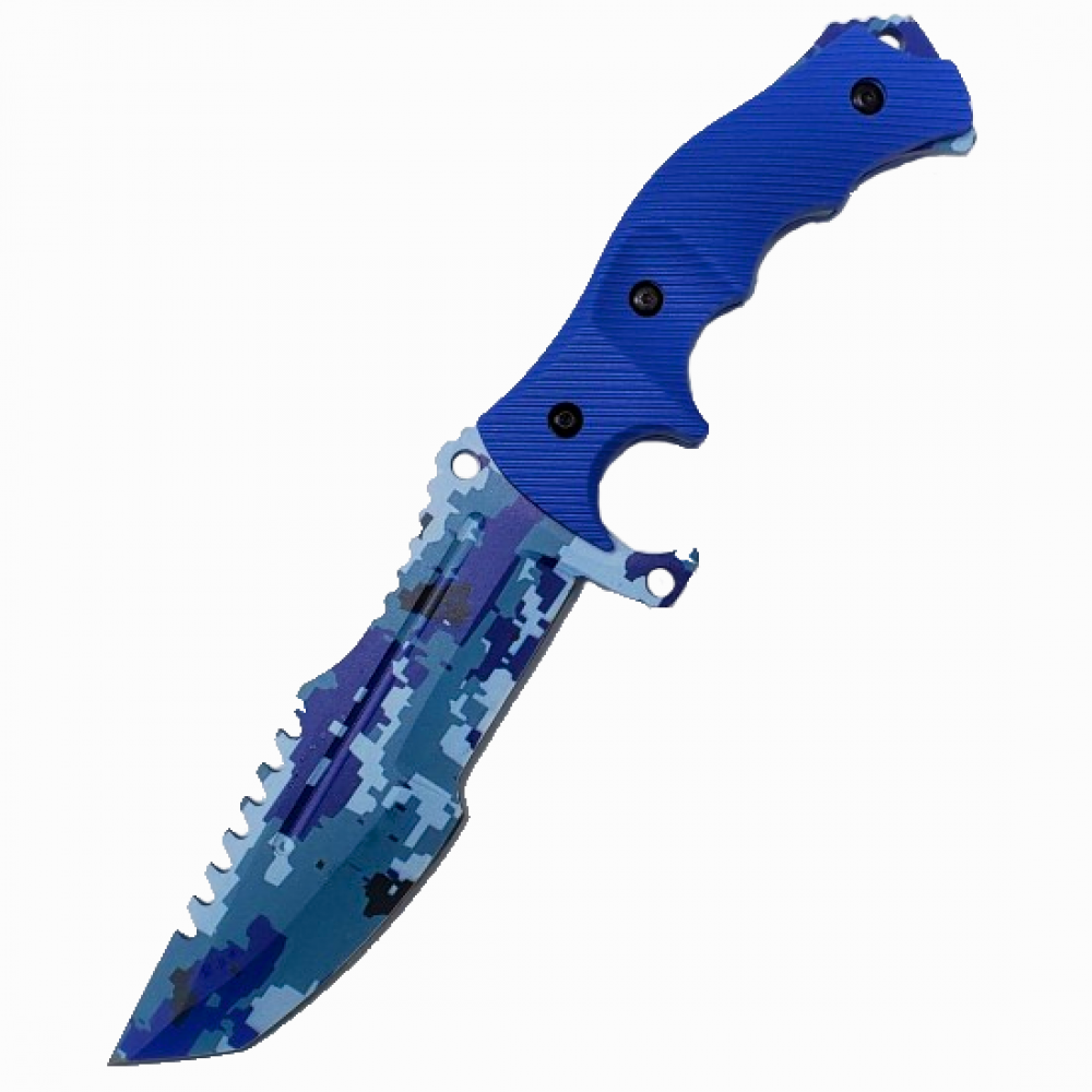 8.5" CSGO Huntsman Blue Digital Camo Fixed Blade Knife - TOPHATTER'S ARMORY DEALS Collectible Weapons - Tophatter Daily Deals