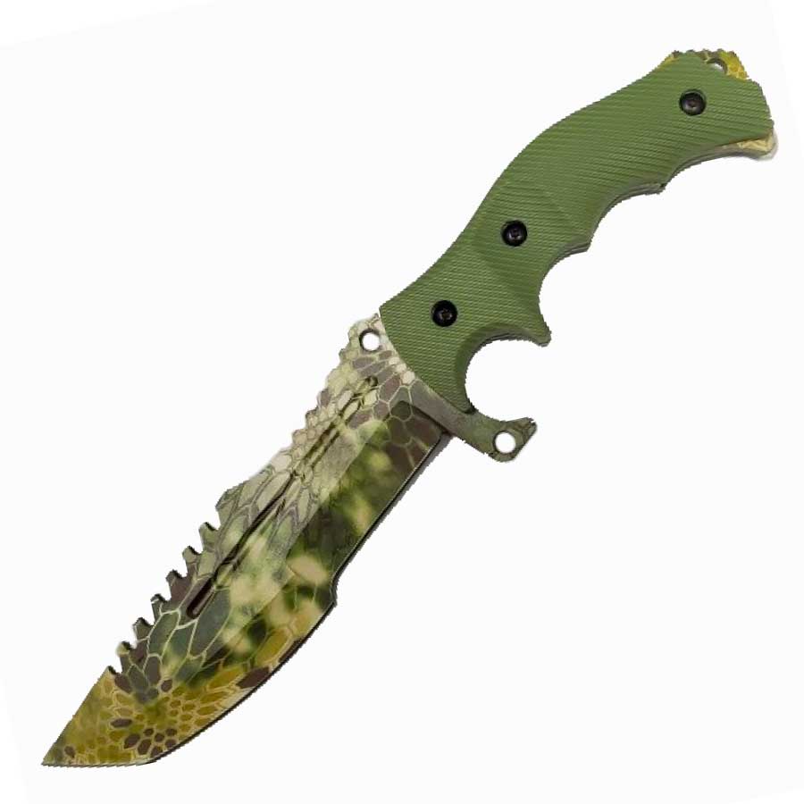 8.5" CSGO Huntsman Green Fixed Blade Knife - TOPHATTER'S ARMORY DEALS Collectible Weapons - Tophatter Daily Deals