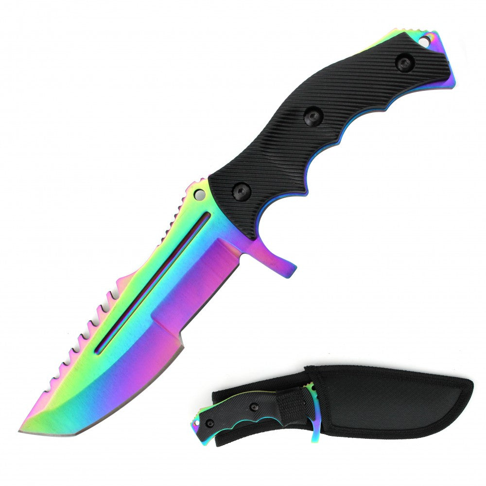 8.5" CSGO Huntsman Rainbow Fade Fixed Blade Knife - TOPHATTER'S ARMORY DEALS Collectible Weapons - Tophatter Daily Deals