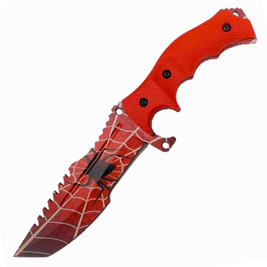 8.5" CSGO Huntsman Red Spider Web Fixed Blade Knife - TOPHATTER'S ARMORY DEALS Collectible Weapons - Tophatter Daily Deals
