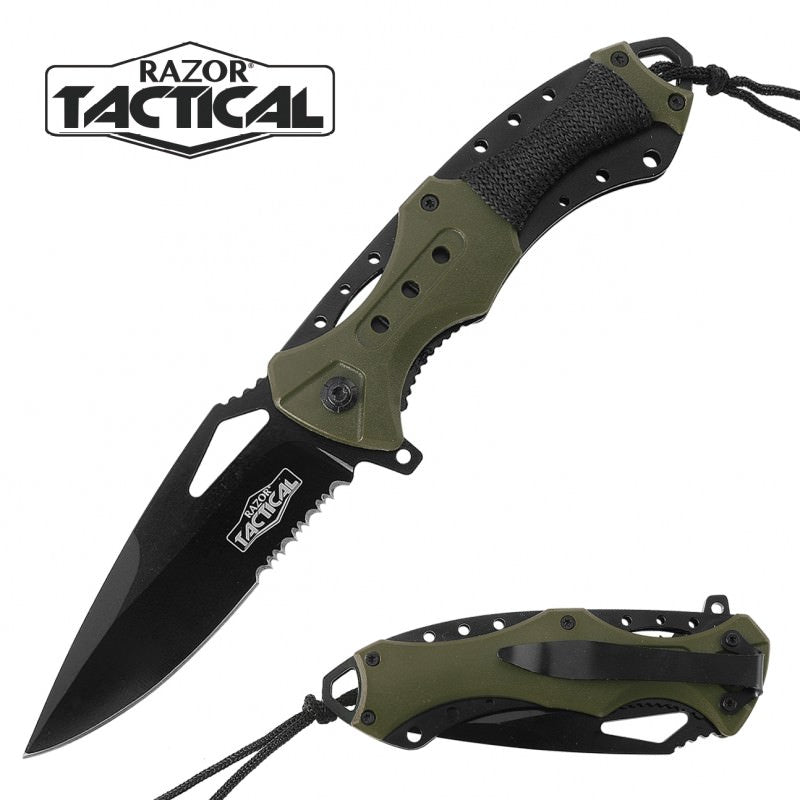 Spring Assist - 'Legal Auto Knife' - Military Fighter - Green - TOPHATTER'S ARMORY DEALS Collectible Weapons - Tophatter Daily Deals