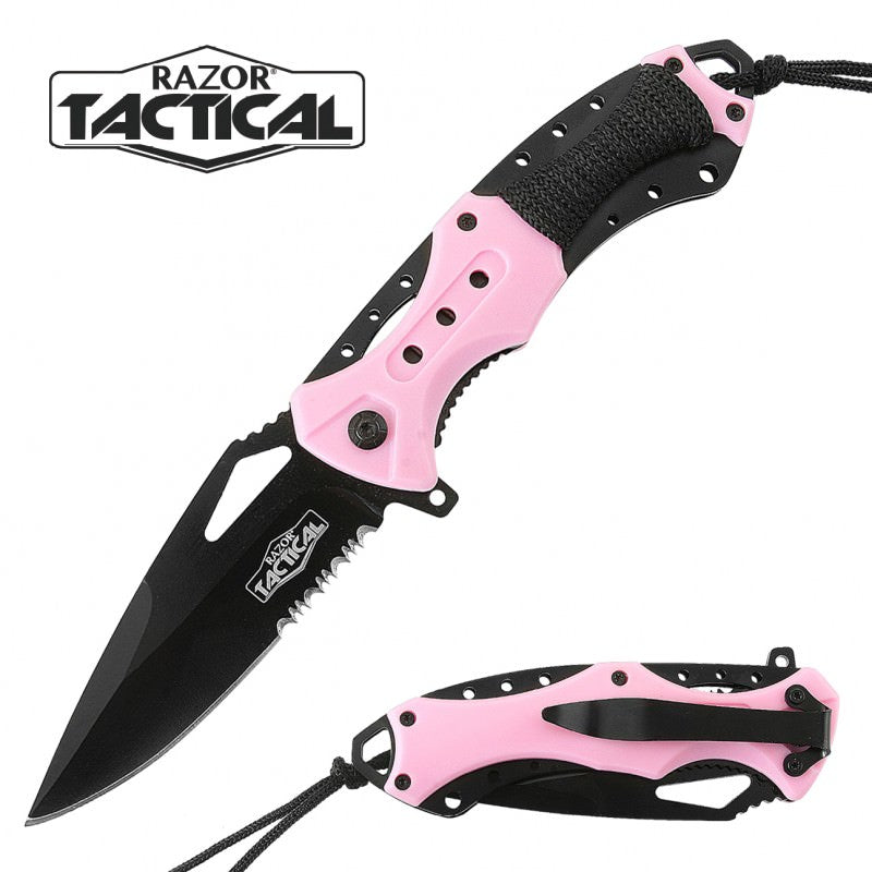 Spring Assist - 'Legal Auto Knife' - Military Fighter - Pink - Tophatter's Guns'N'Weapons Store Collectible Weapons - Tophatter Daily Deals