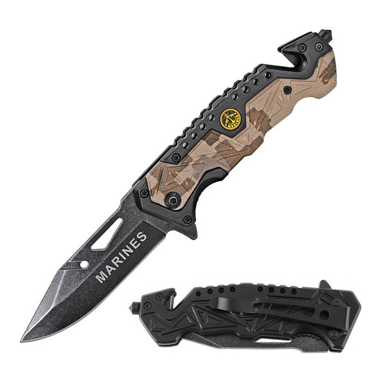 Rescue Spring Assist Marines Folding Knife - Digital Camo Collectible Weapons - Tophatter Daily Deals