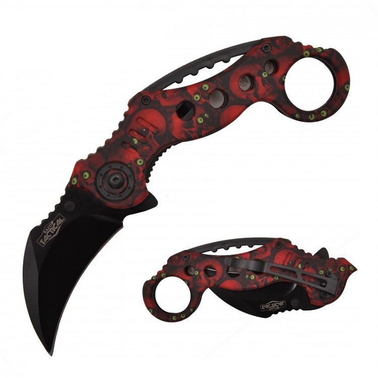Spring Assist - 'Legal Automatic' Knife - Red Skull Camo Karambit Tactical - Tophatter's Inc. Weapons Store Online Collectible Weapons - Tophatter Daily Deals