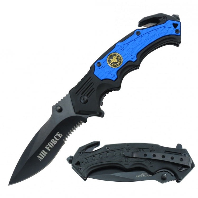 Spring Assist - 'Legal Auto Knife' - Military Fighter - Air Force Blue - Tophatter's Inc. Weapons Store Online Collectible Weapons - Tophatter Daily Deals