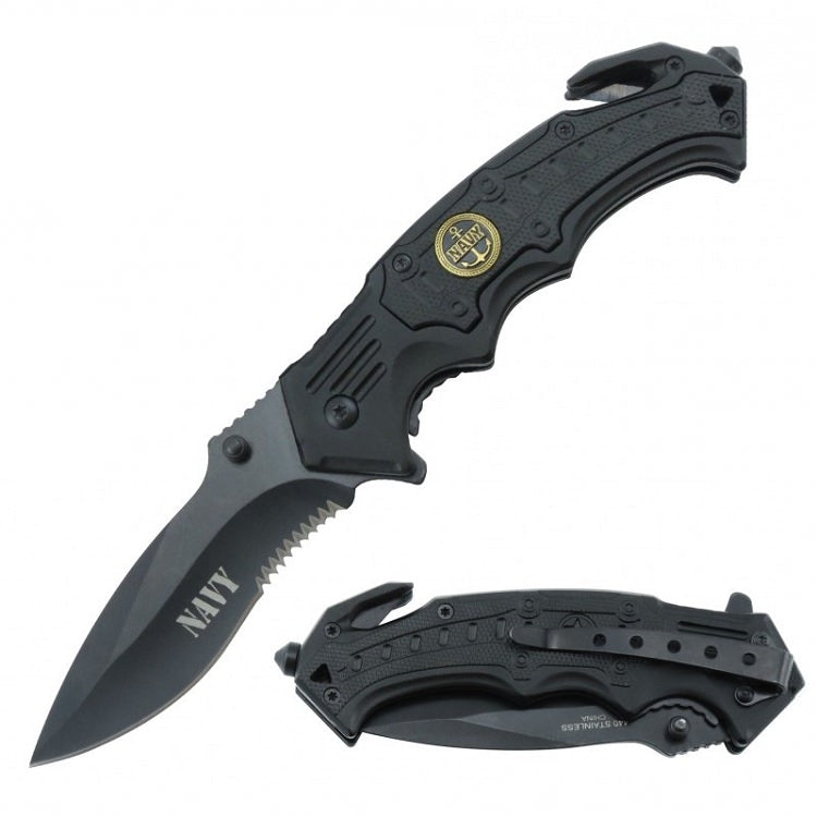 Spring Assist - 'Legal Auto Knife' - NAVY Military Fighter - Tophatter's Inc. Weapons Store Online Collectible Weapons - Tophatter Daily Deals