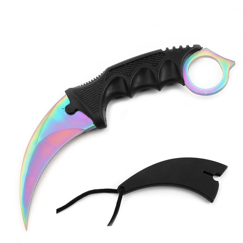 Rainbow Tactical Combat Karambit Neck Knife Survival Hunting Fixed Blade - Tophatter's Guns'N'Weapons Store Collectible Weapons - Tophatter Daily Deals