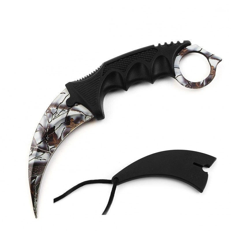 Tactical Combat Karambit Neck Knife Survival Hunting Fixed Blade Camo - TOPHATTER'S ARMORY DEALS Collectible Weapons - Tophatter Daily Deals