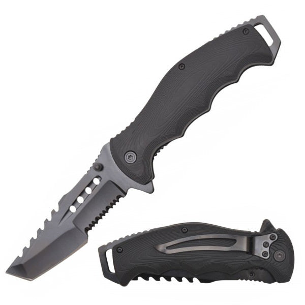 8" Tactical Tanto Spring Assisted Folding Knife Black Blade Pocket Collectible Weapons - Tophatter Daily Deals