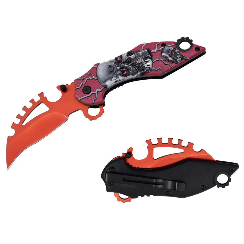 5" RED SKULL 3D HANDLE KARAMBIT KNIFE - Tophatter Daily Deals