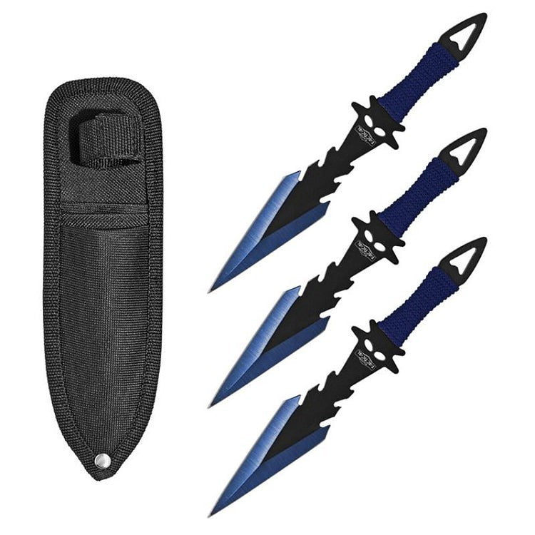 7.5 Inch Dagger Point Devils Night 3 PC Throwing Knives Set - Blue - TOPHATTER'S ARMORY DEALS Collectible Weapons - Tophatter Daily Deals