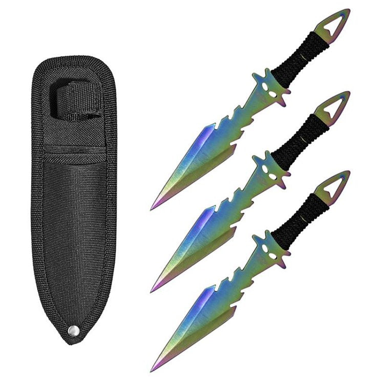 7.5 Inch Dagger Point Devils Night 3 PC Throwing Knives Set - Titanium - Tophatter's Guns'N'Weapons Store Collectible Weapons - Tophatter Daily Deals