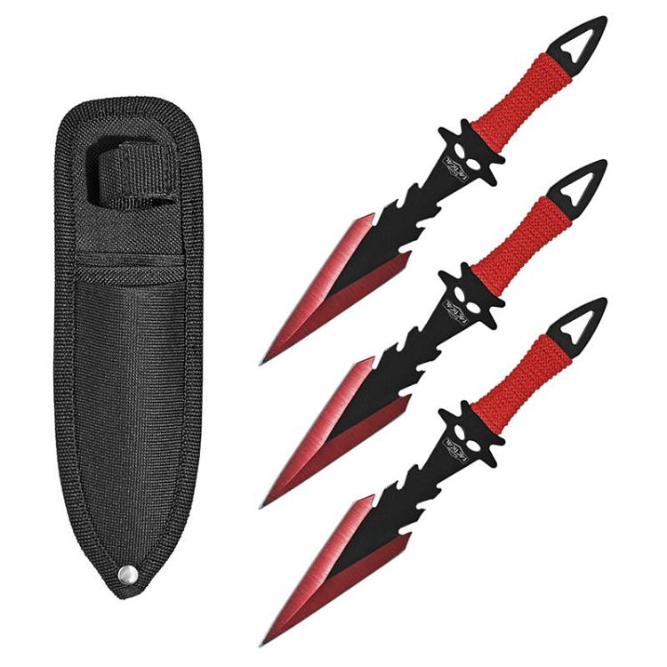 7.5 Inch Dagger Point Devils Night 3 PC Throwing Knives Set - Red - Tophatter's Guns'N'Weapons Store Collectible Weapons - Tophatter Daily Deals