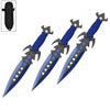 7.5 Inch Deadly Triad of Skulls Dagger Point 3 PC Throwing Knives Set Blue - TOPHATTER'S ARMORY DEALS Collectible Weapons - Tophatter Daily Deals