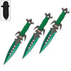 7.5 Inch Deadly Triad of Skulls Dagger Point 3 PC Throwing Knives Set Green - TOPHATTER'S ARMORY DEALS Collectible Weapons - Tophatter Daily Deals