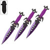 7.5 Inch Deadly Triad of Skulls Dagger Point 3 PC Throwing Knives Set Purple - TOPHATTER'S ARMORY DEALS Collectible Weapons - Tophatter Daily Deals