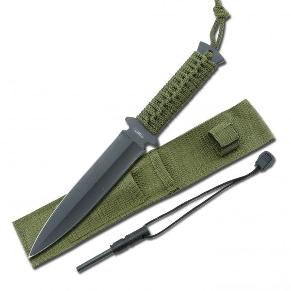 Outdoor Survival Full Tang Fire Starter Double Bladed Camping Knife Black - TOPHATTER'S ARMORY DEALS Collectible Weapons - Tophatter Daily Deals