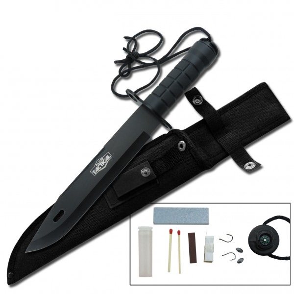 Ultimate Outdoor Hunting Survival Knife Black - Tophatter's Army Products & Self Defense Collectible Weapons - Tophatter Daily Deals
