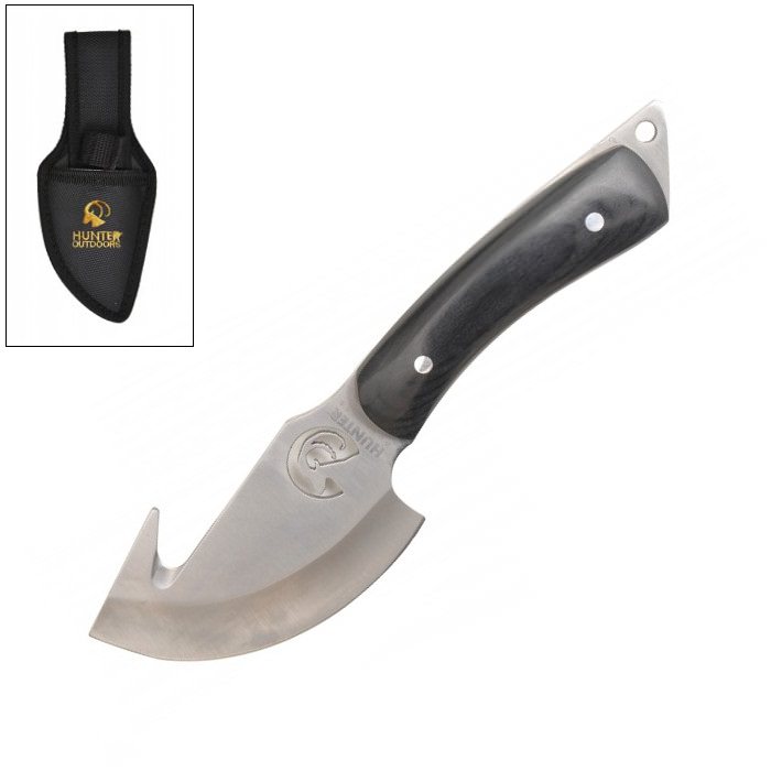 7.25" Hunting Stainless Steel Gut Hook Skinning Knife with Sheath - Tophatter's Guns'N'Weapons Store Collectible Weapons - Tophatter Daily Deals