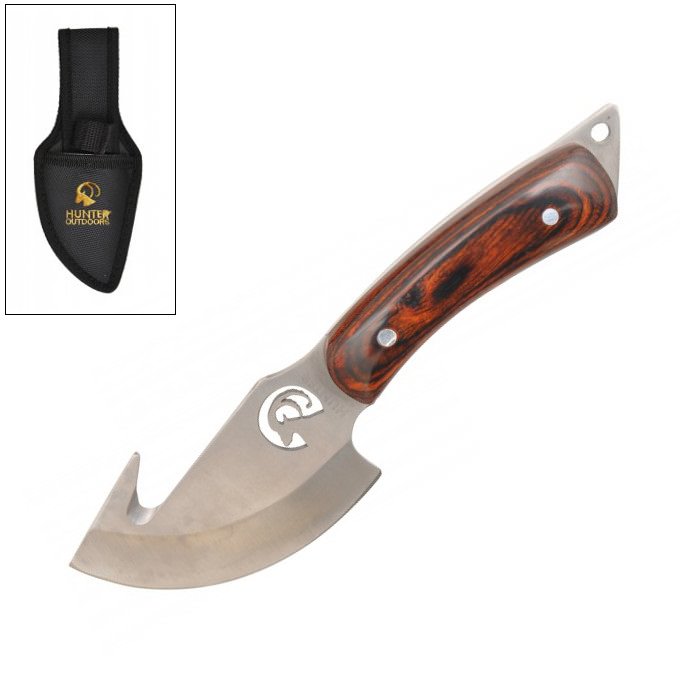 7.25" Hunting Stainless Steel Gut Hook Skinning Knife with Sheath Skinner - Tophatter's Inc. Weapons Store Online Collectible Weapons - Tophatter Daily Deals
