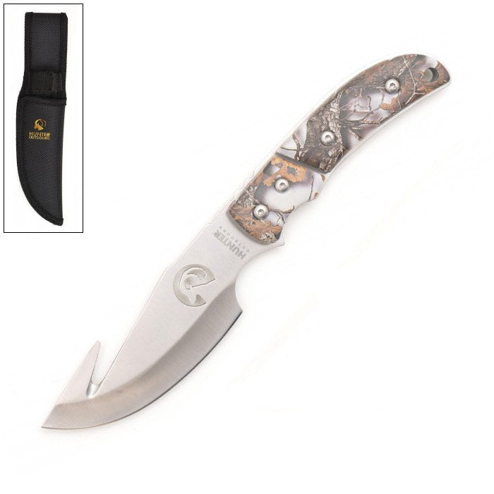 Straight GUTHOOK Survival Full Tang Fixed Blade Hunting Knife Snow Camo Collectible Weapons - Tophatter Daily Deals