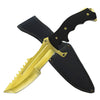 11" Gold Military Combat Fighter Hunter Bowie Knife Full Tang Tanto Blade - TOPHATTER'S ARMORY DEALS Collectible Weapons - Tophatter Daily Deals