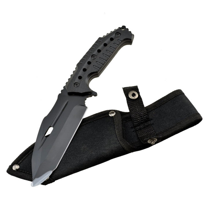 9" Black Tactical Combat Tanto Hunting Knife Military Fixed Blade Collectible Weapons - Tophatter Daily Deals