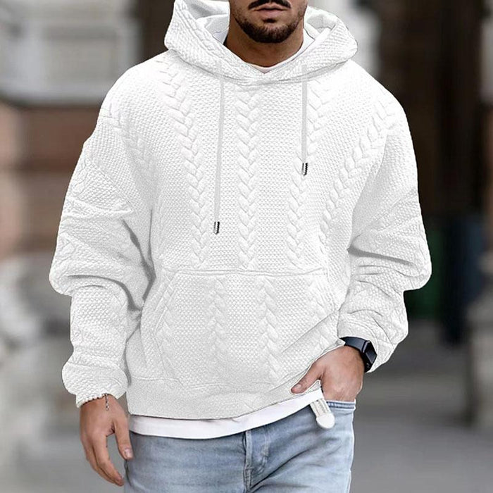 Warm Cozy Men’s Hooded Pullover - Cable Knit, Casual Wear White - Tophatter Daily Deals